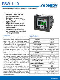 Thumbnail of document Data Sheet - PSW1110-150GPI Digital, Miniature Pressure Switch w/Display